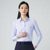 Teluoman Women's Elastic Wrinkle-Free Blue Stripe Office Blouse