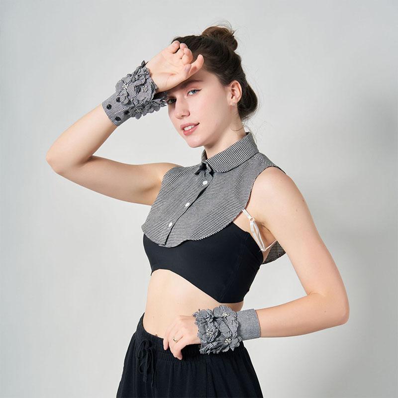 Plaid Fake Collar Fake Sleeve Cuff White Lace Detachable Shirt False Collar for Women Blouse Sweater Lapel Clothing Accessories