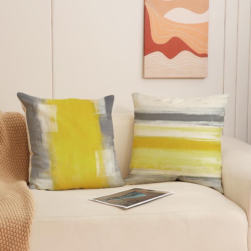 Ins Style Contrast Color Pillow Cover Polyester Printing Simple Versatile Sofa Pillow Living Room Decoration Chair Cushion