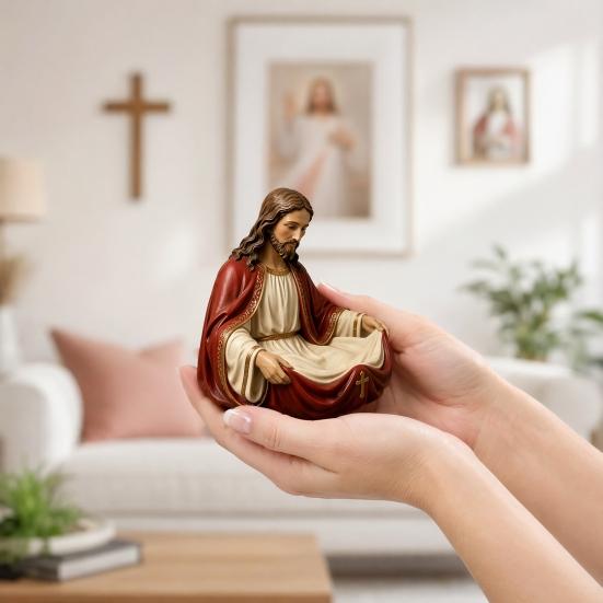 Jewelry Storage Box with Jesus or Virgin Design Religious Tray Compact Multi-Use Faith