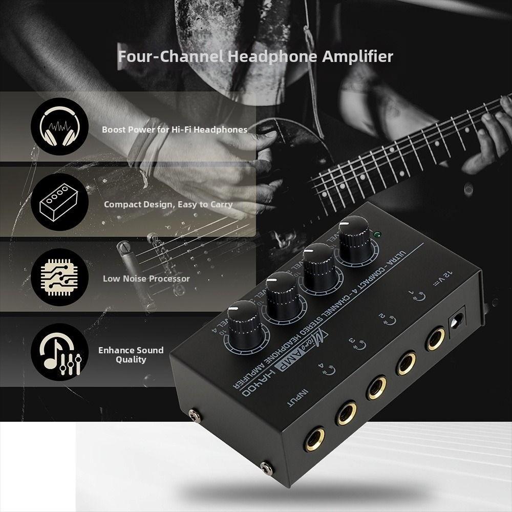4 Channels Stereo Headphone Amplifier Ultra-Compact With Power Adapter HA400 Headphone Amplifier