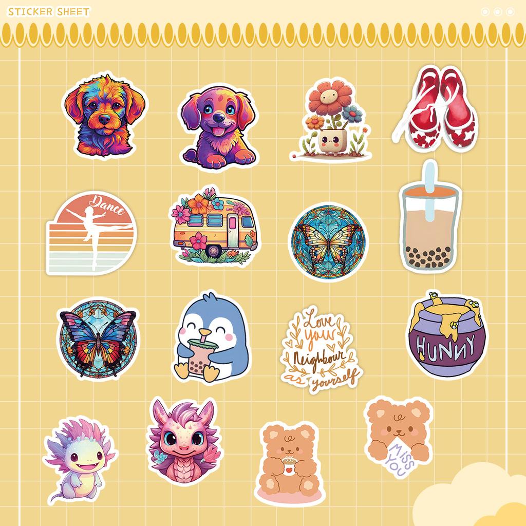 50 Pictures of Non-repeat Cute Style Graffiti Stickers Mobile Guitar Decoration Waterproof Stickers Children DIY Hand Account Stickers