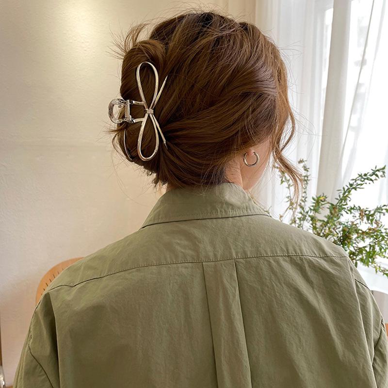 Large Metal Bow Hairpin for Women - High-Grade Shark Clip