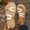 Summer women's flat bottomed casual one line color blocked fashionable beach slippers