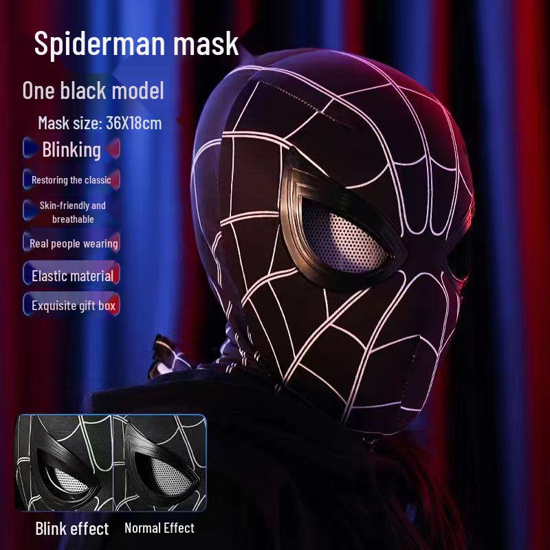 Spider-Man Miles Cosplay Light-Up Mask - Blinking Halloween Headgear for Boys