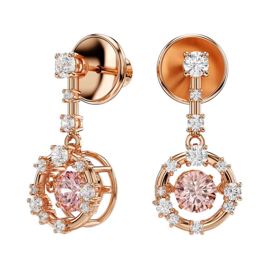Swarovski Constella Star Pattern Design Cubic Zirconia Earrings Women Earrings Rose-Gold 5744239