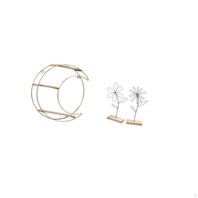Modern Multifunctional Metal Wall Shelf And Minimalist Iron Flower Sculpture Decorative Trophy