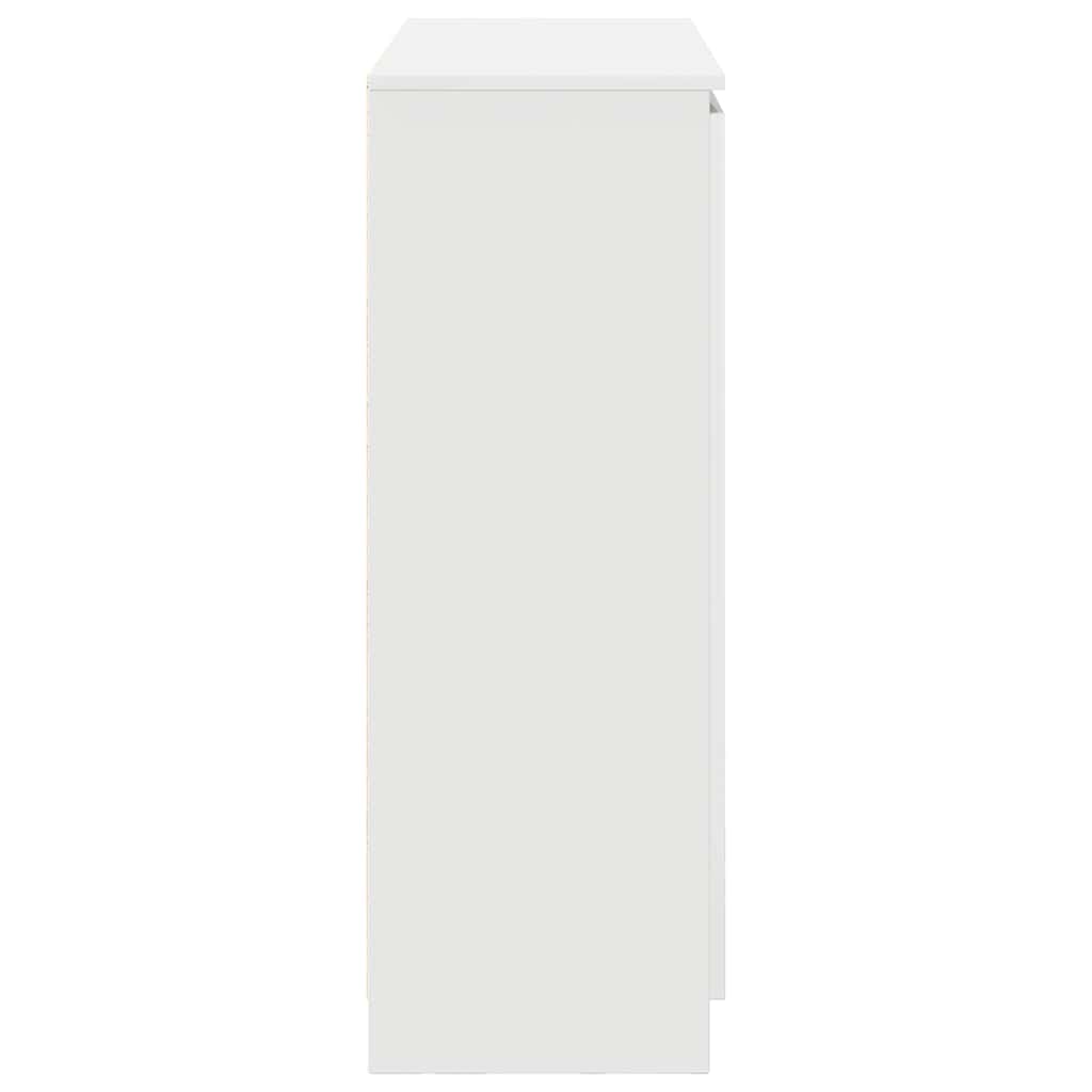 White Sideboard with Drawers 100.5 X 35 X 98.5 Cm Engineered Wood