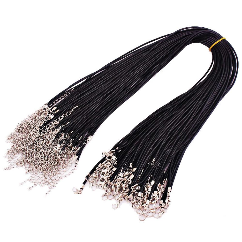 Metal Chain Black Wax Cord Necklace Chains Bulk With Lobster Clasp For Pendants