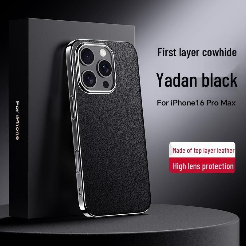 Metal Lensli ve Kaplamalı Yüksek Kalite Koruyucu Kılıf ile iPhone 15 için Apple 16Pro Max Orijinal Deri Telefon Kılıfı