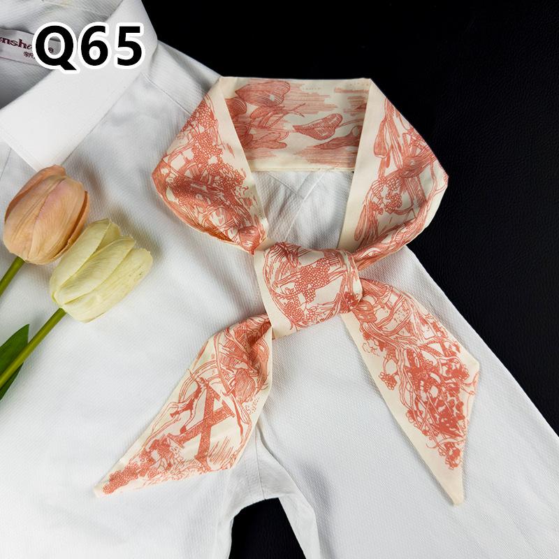 New Long Versatile Silk Scarf Tied Hair Band Bow Letter Floral Streamer Tied Bag Gift Small Silk Scarf