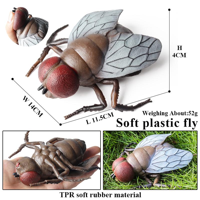 Oenux Insect Animal Wild Reptile Model Soft TPR Mantis Lizard Chameleon Housefly Gekko Action Figures Halloween Trick Kid Toy