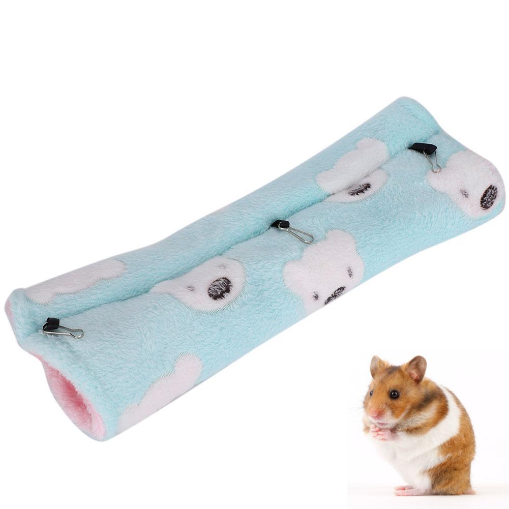 Small Pet Tunnel Cotton Nest Plush Soft Hamster Hanging Channel House(Green Little Bear)M