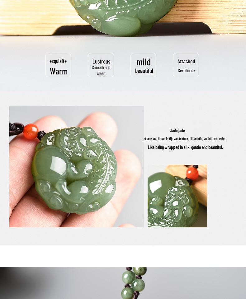 Natural Hetian Jade Pixiu Pendant, Exquisitely Carved with Ball for Men & Women