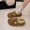 Retro Mori Mao Mao shoes winter new thickened warm belt buckle college style Birkenstock cotton shoes