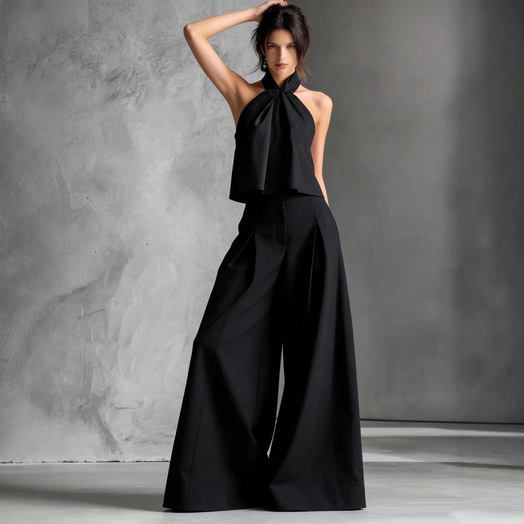 DM033 Cross-border Amazon Foreign Trade 2026 Summer New European and American Women's Clothing Loose Sleeveless Top + Wide-leg Pants