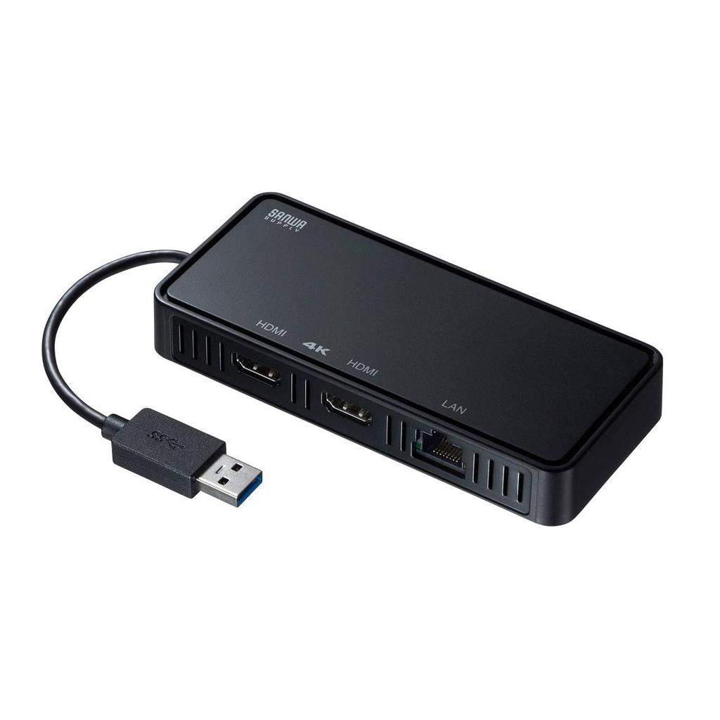 SANWA SUPPLY USB 3.1 To HDMI Display Adapter (4K Support, Dual Outputs, with LAN Port) USB-CVU3HD3