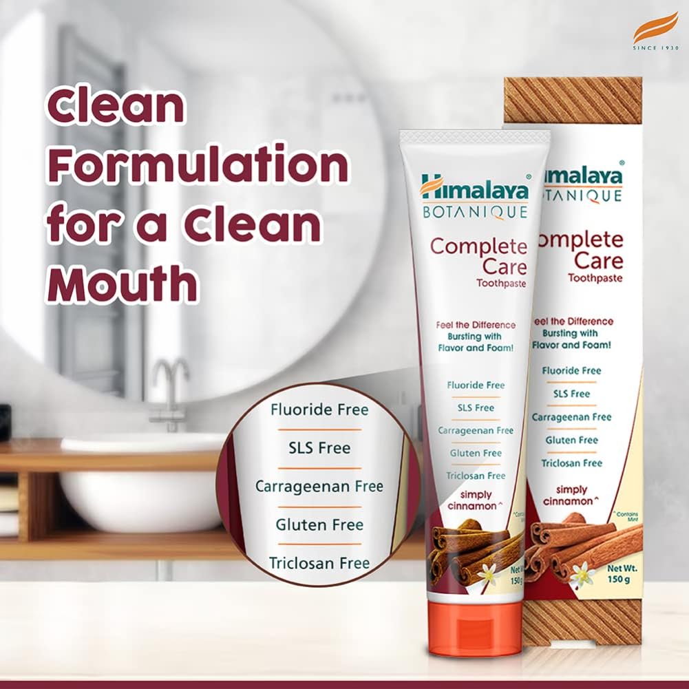 Himalaya Botanique Simply Cinnamon Toothpaste For Plaque Control & Fresh Breath With Neem & Pomegranate 150G