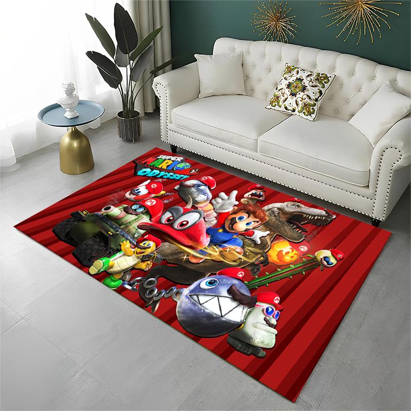 Tappeto Tappetino Gioco Cartoon M-Mario Bros per Stanza dei Giochi Camera da Letto Soggiorno Divano Decorazione Casa, Tappeto per Area Bambini Tappetino Antiscivolo Regalo