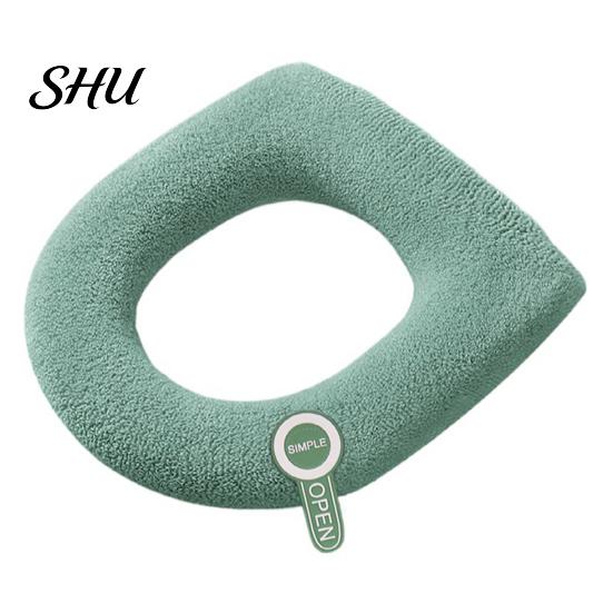 Bathroom Toilet Seat Cover Universal with Handle Soft Warm Solid Thickened Color Comfortable U-shaped Cushion Accessories Elastic