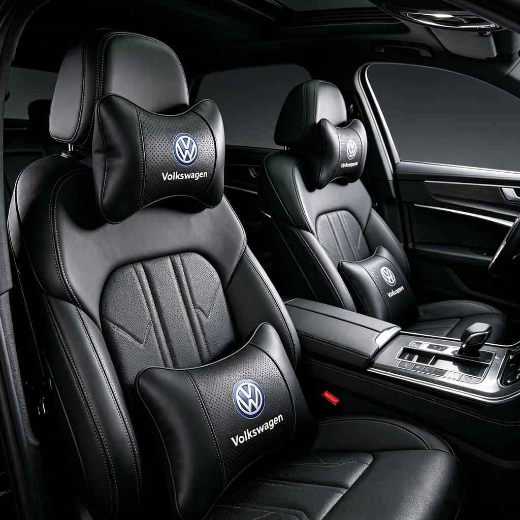 T32Logo de Voiture Oreiller de Repose-tête Oreiller de Nuque Coussin de Soutien Lombaire Porte-clés Pour Volkswagen T-ROC Eos Passat Polo Tiguan Amarok Caddy GTI Golf