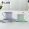 Gradient Ceramic Coffee Mug with Saucer and Spoon