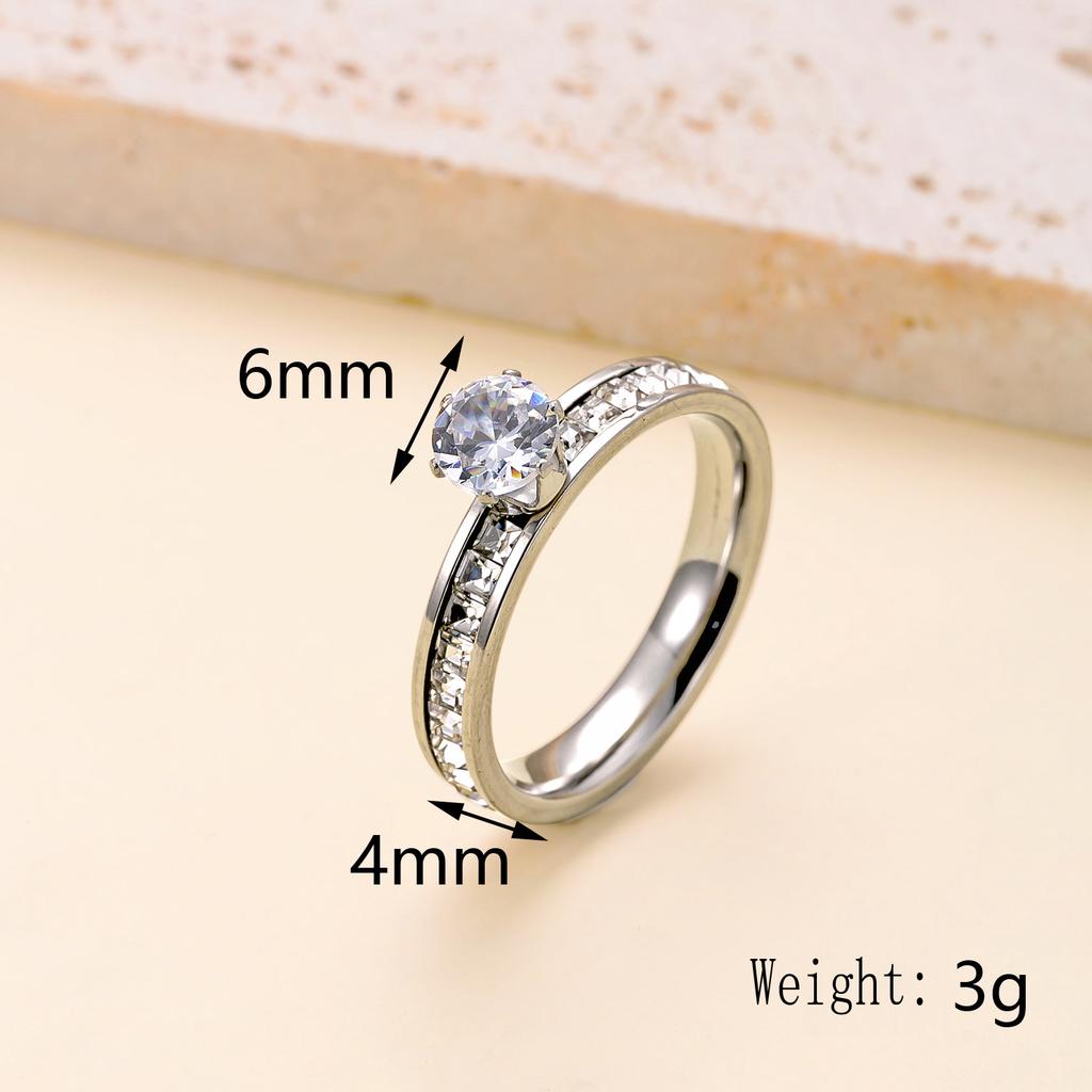 Clear Zircon Ring Stainless Steel Gold Color Women Trendy Rings Luxury Wedding Band Waterproof Zircon Gift Wholesale