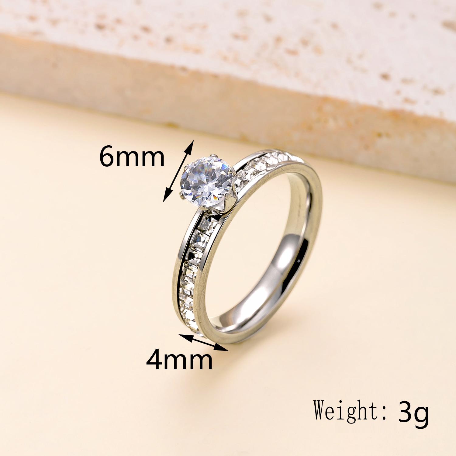 

Clear Zircon Ring Stainless Steel Gold Color Women Trendy Rings Luxury Wedding Band Waterproof Zircon Gift Wholesale 6