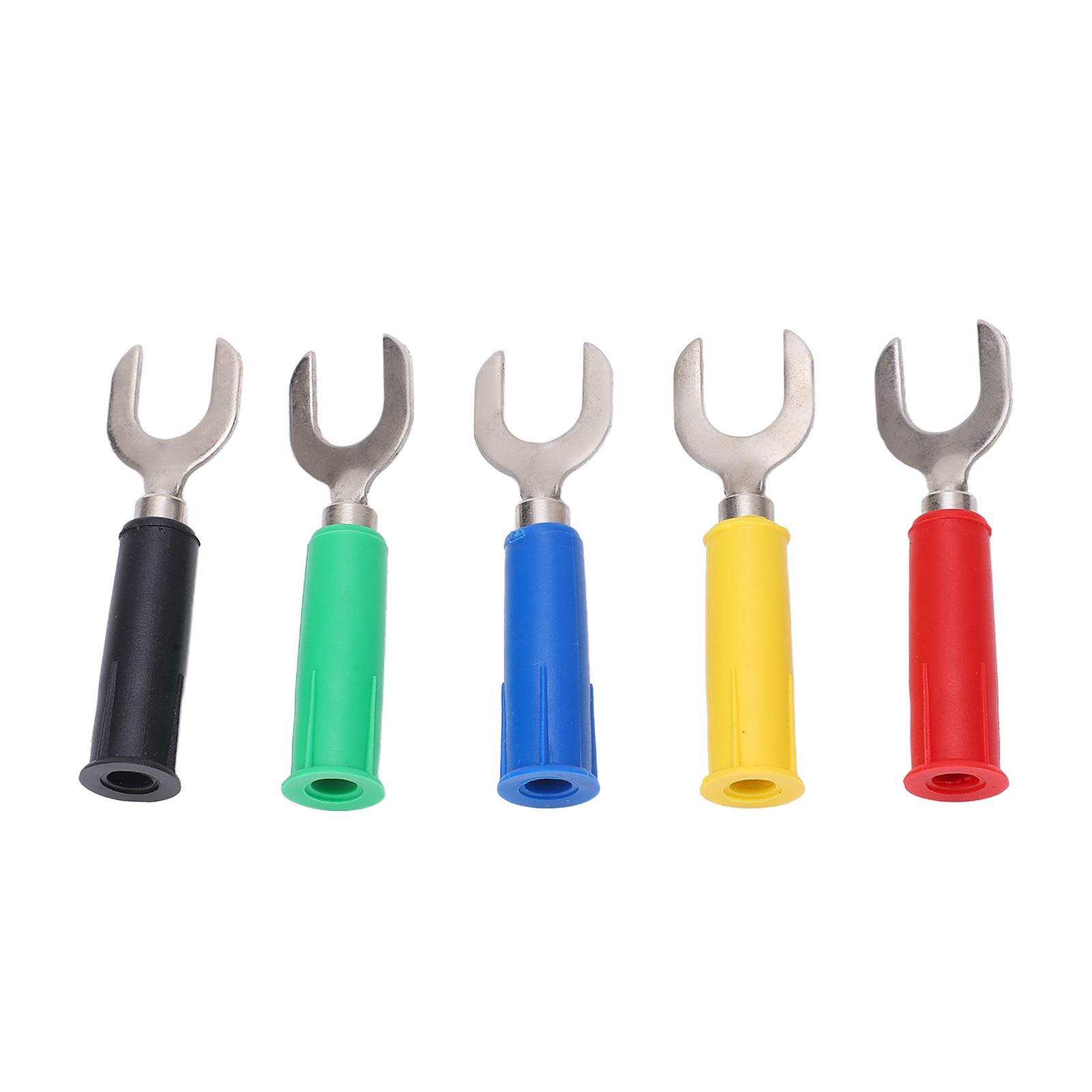 

10pcs Fork Spade Wire Connectors 8mm 0.3in U Type Brass Material PVC Appearance 4mm 0.2in Hole Y Type Banana Plug
