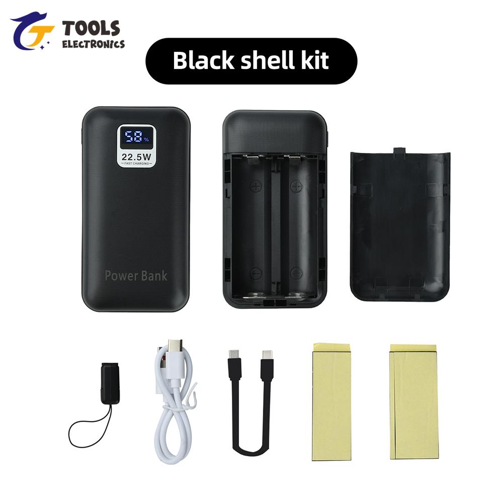 22.5W Super Fast Charging Power Bank Case DIY Kit with Digital Display Replaceable 21700 Battery Solder-Free Design