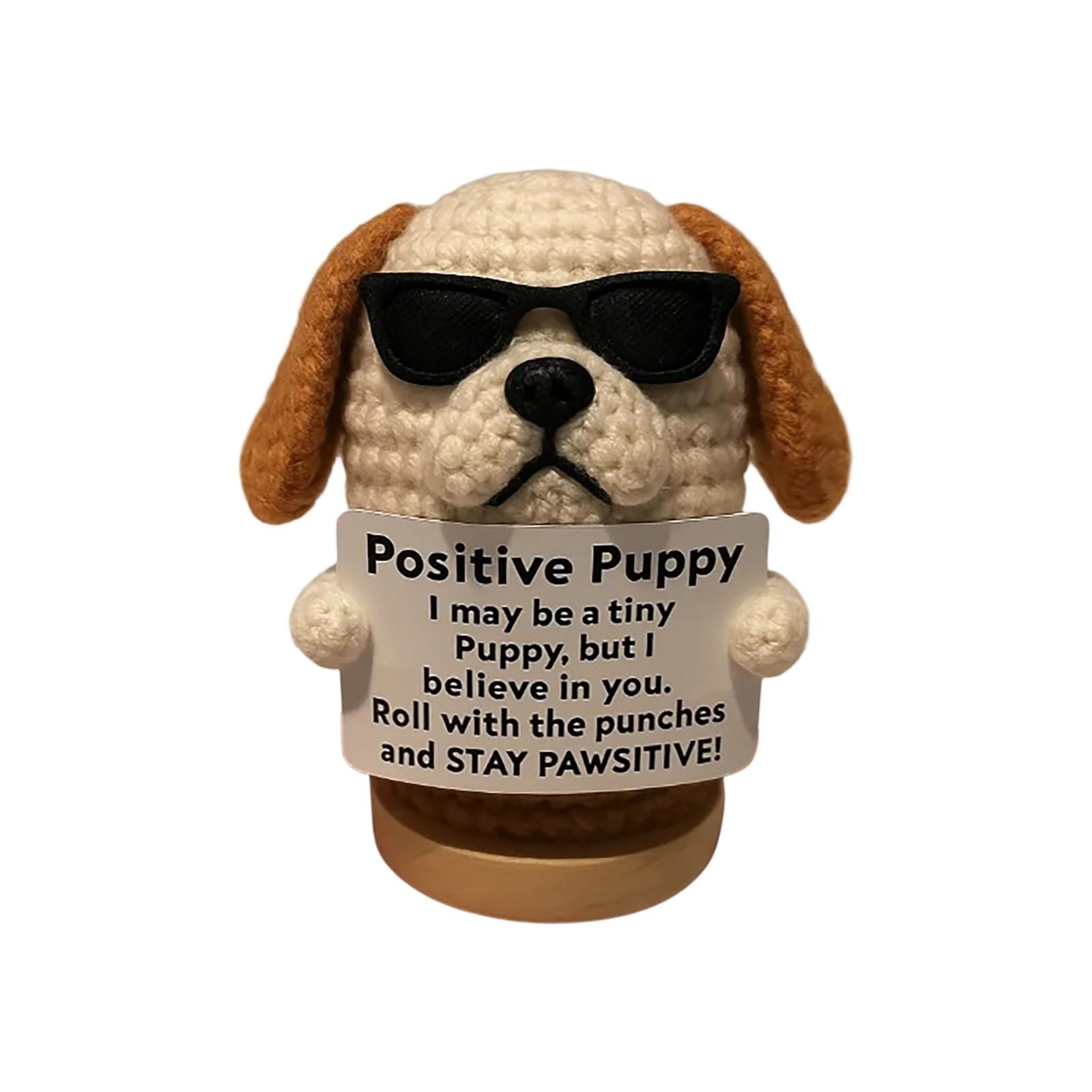 Positive Crochet Puppy Desktop Decoration Birthday Gift Holiday Gift One Size