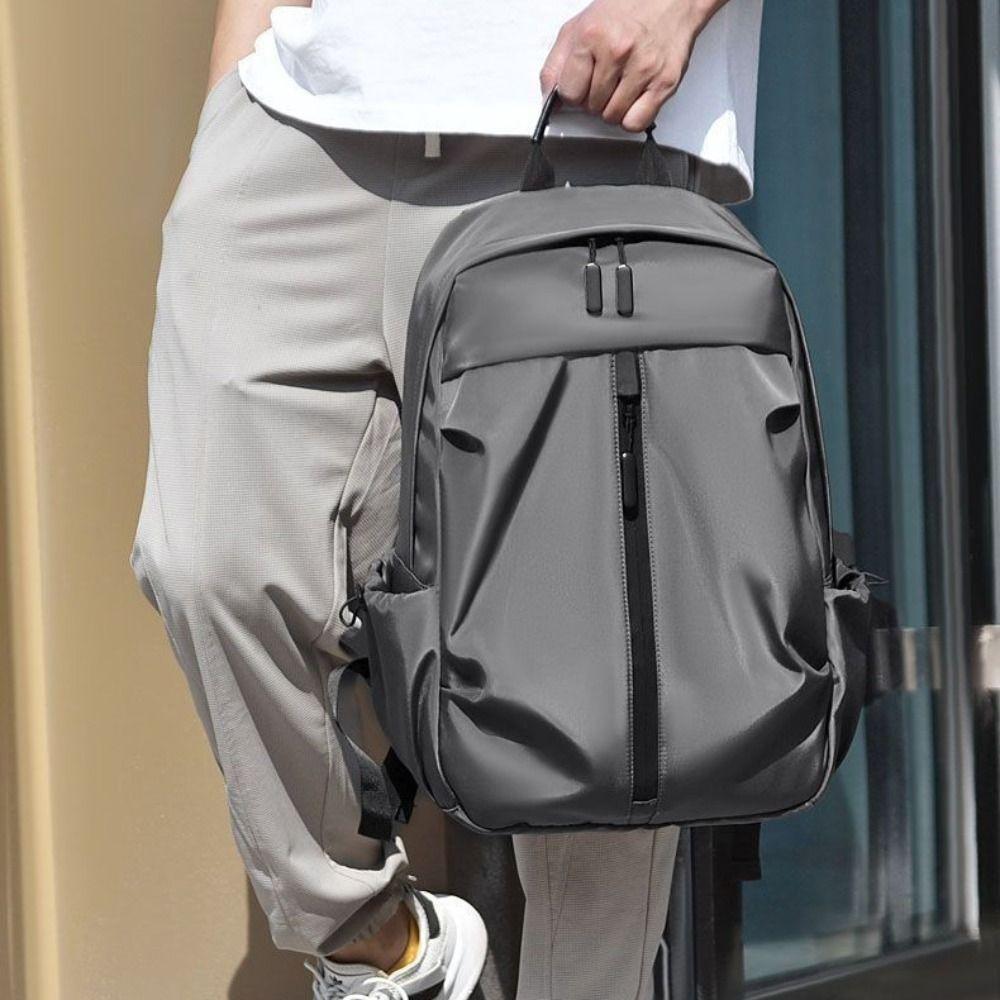 New Nylon Versatile Backpack Grey Black Blue Large Capacity Computer Bag Washable School Bag Men Women