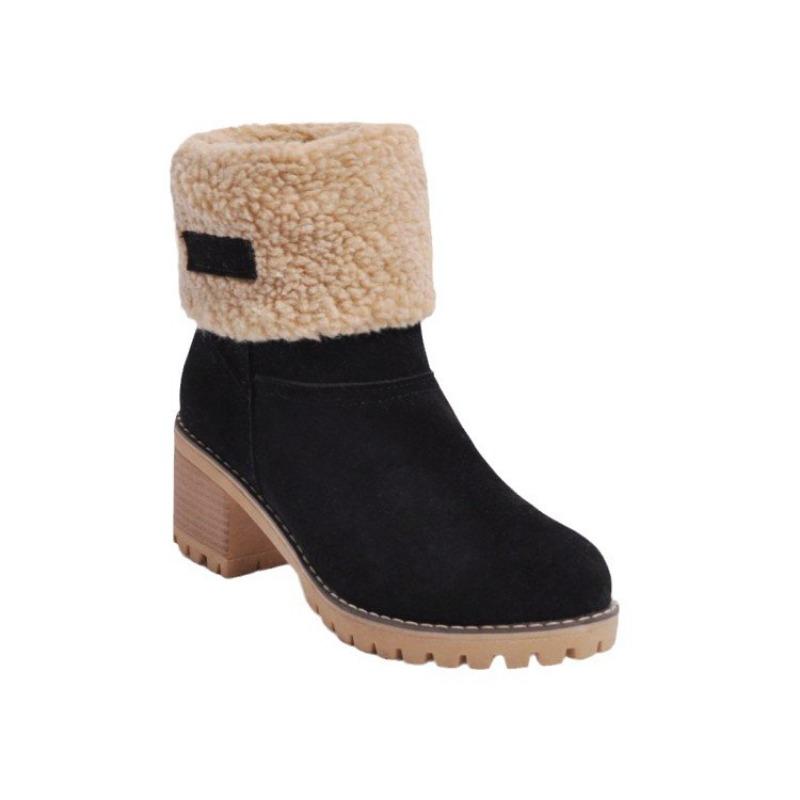 Wish winter large size medium boots lamb wool two wear cotton shoes warm snow boots women