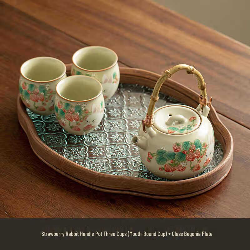 Ru Kiln Strawberry Rabbit Kung Fu Tea Set