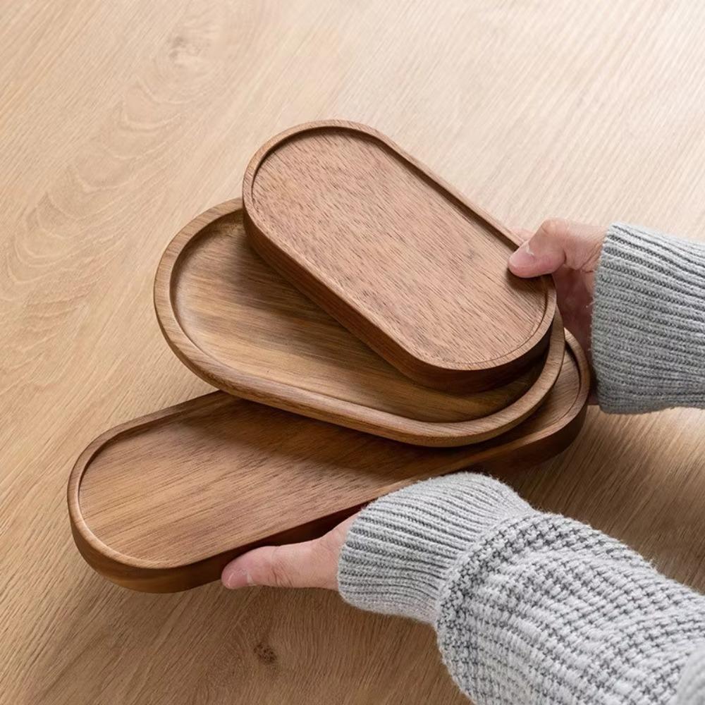Oval/Rectangle Wooden Serving Tray Vintage Dessert Plate Multi-functional Bread Platter  Tableware