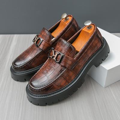 New Platform Men Shoes Slip On Dress Shoes Thick Bottom Loafers Breathable All-match Flats Man Casual Leather Driving Shoes