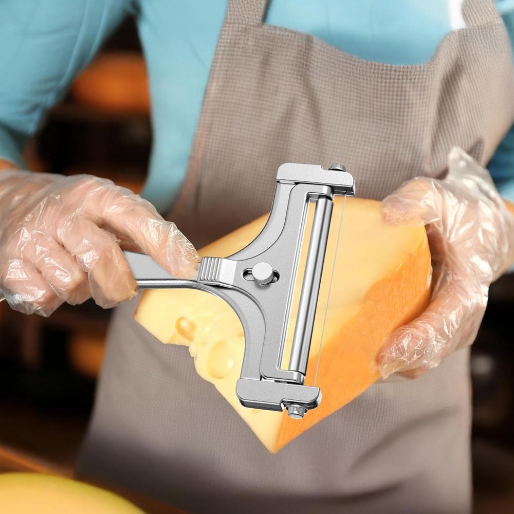 1 PCS Cheese Slicer Stainless Steel Adjustable Thickness Cheese Cutter, Frosted Silver Butter Cutter for Block Cheese and Butter