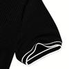 Men Short Sleeve Polo Shirt Trim Ribbed Knit Button Down Collared Casual Top for Summer Daily Wear Office