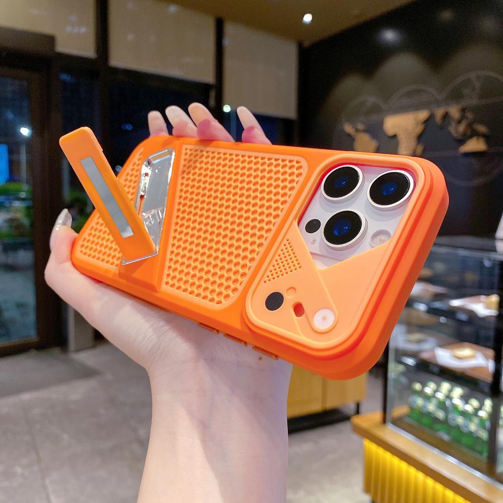 Honeycomb Cooling Invisible Bracket Phone Case for iPhone 17 Pro Max 16 15 14 13 12 11 Shockproof Precise Cutouts Slim Fit Cover