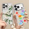 Pink Cartoon Floral Case For iPhone 17 Pro Max iPhone 16 15 14 13 Pro Max 11 17e 16e Plating Lens Frame Clear Soft Silicone Back Cover