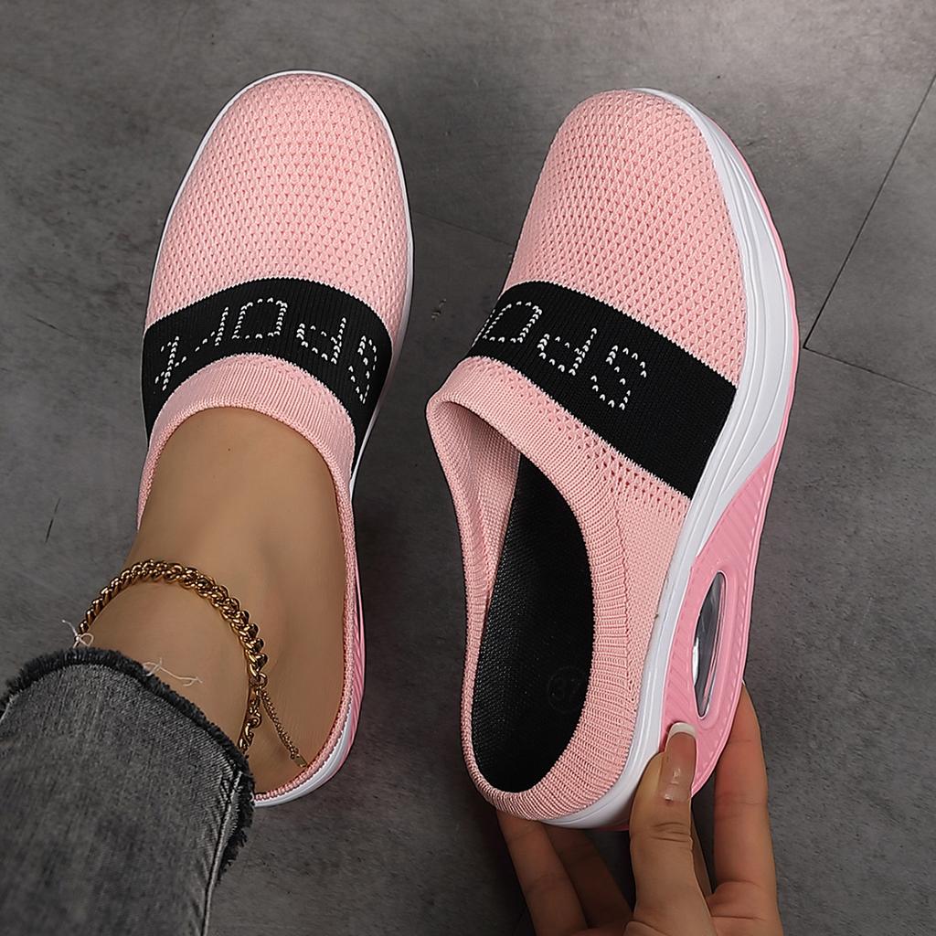 Neue Damen-Frühlingsschuhe mit Mesh-Freizeitschuhüberzügen, atmungsaktive und bequeme Schuhe, Einzel-Schuh, Fliegenstrick, Übergröße