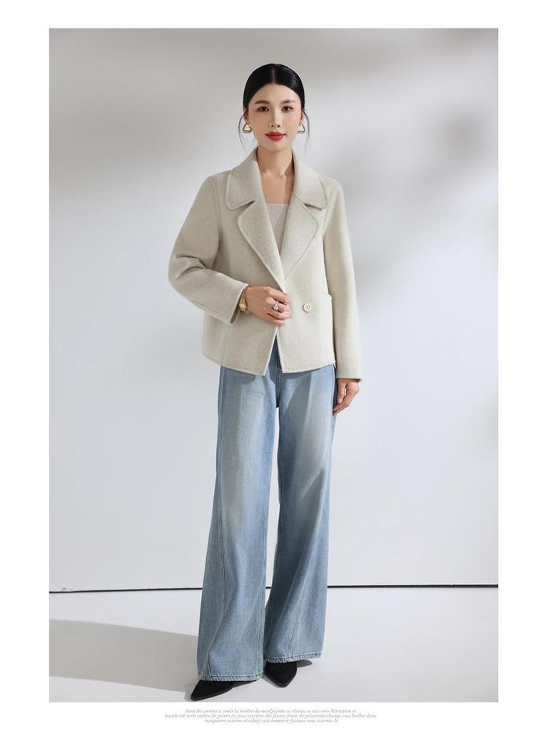 2025 Autumn/Winter Korean Style Short Double-Sided Wool Coat for Women - Fashionable, Versatile, and Loose Fit.