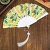 1Pcs Summer Folding Hand Fan Cherry Lemon Fruit Pattern Portable Plastic Frame Fabric Tassel Cooling Fan For Home Women