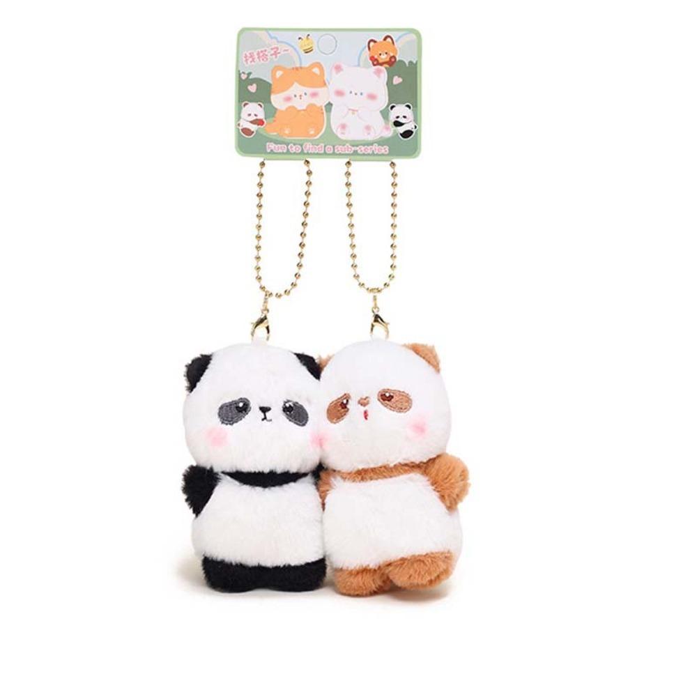 2pcs/set Magnetic Plush Animal Key Buckle Panda Cartoon Couple Pendants Fruit Bag Charm  Friends