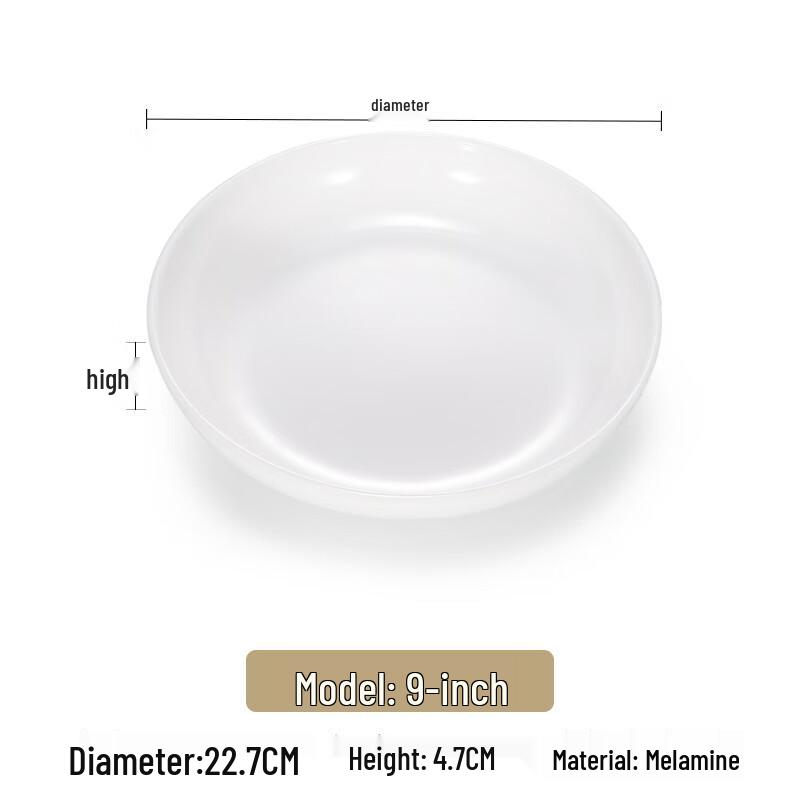 Handun White Melamine Deep Round Dinner Plates
