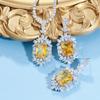 Groovy Topaz Clavicle Chain Slightly Studded With Diamond Necklace Earrings Two-Piece Set Citrine Pendant