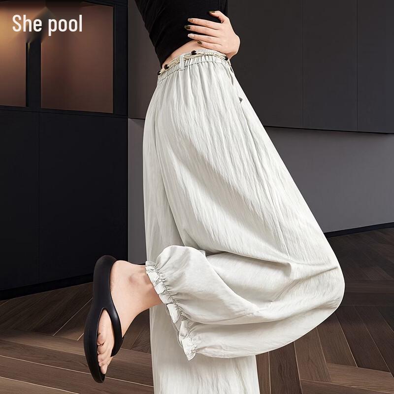 

Women s Ruffle Trim Drape Lantern Cropped Pants XL