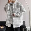 Men's Spring Autumn Winter Woolen Tweed Slim Fit Collarless Jacket Color Blocking Design Youthful Look