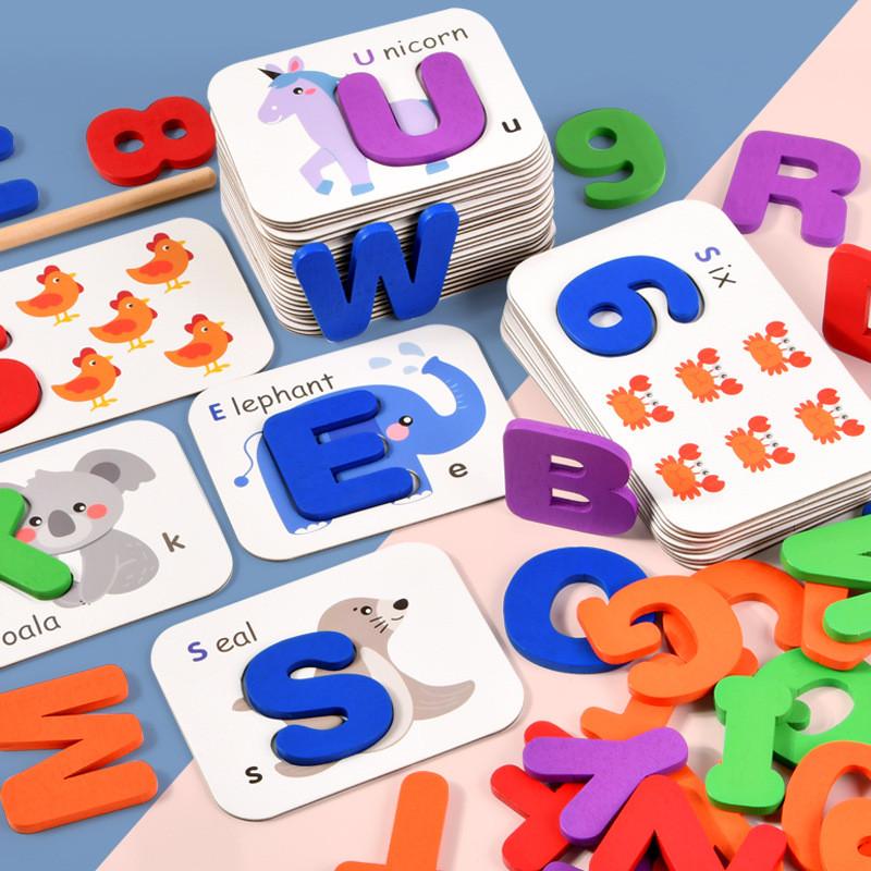 And Alphabet Wooden Number Matching Puzzle For Kids Preschool Education Play