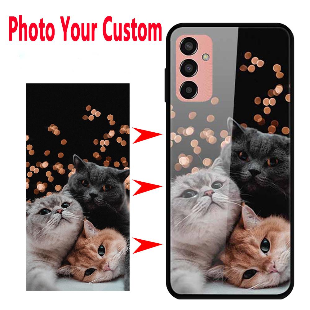 Customized DIY Tempered Glass Cases For Samsung A34 A54 5G A14 A24 4G A04 A04e S23 Ultra Plus S10 S10E Note 10 Lite A70 A50 A30S